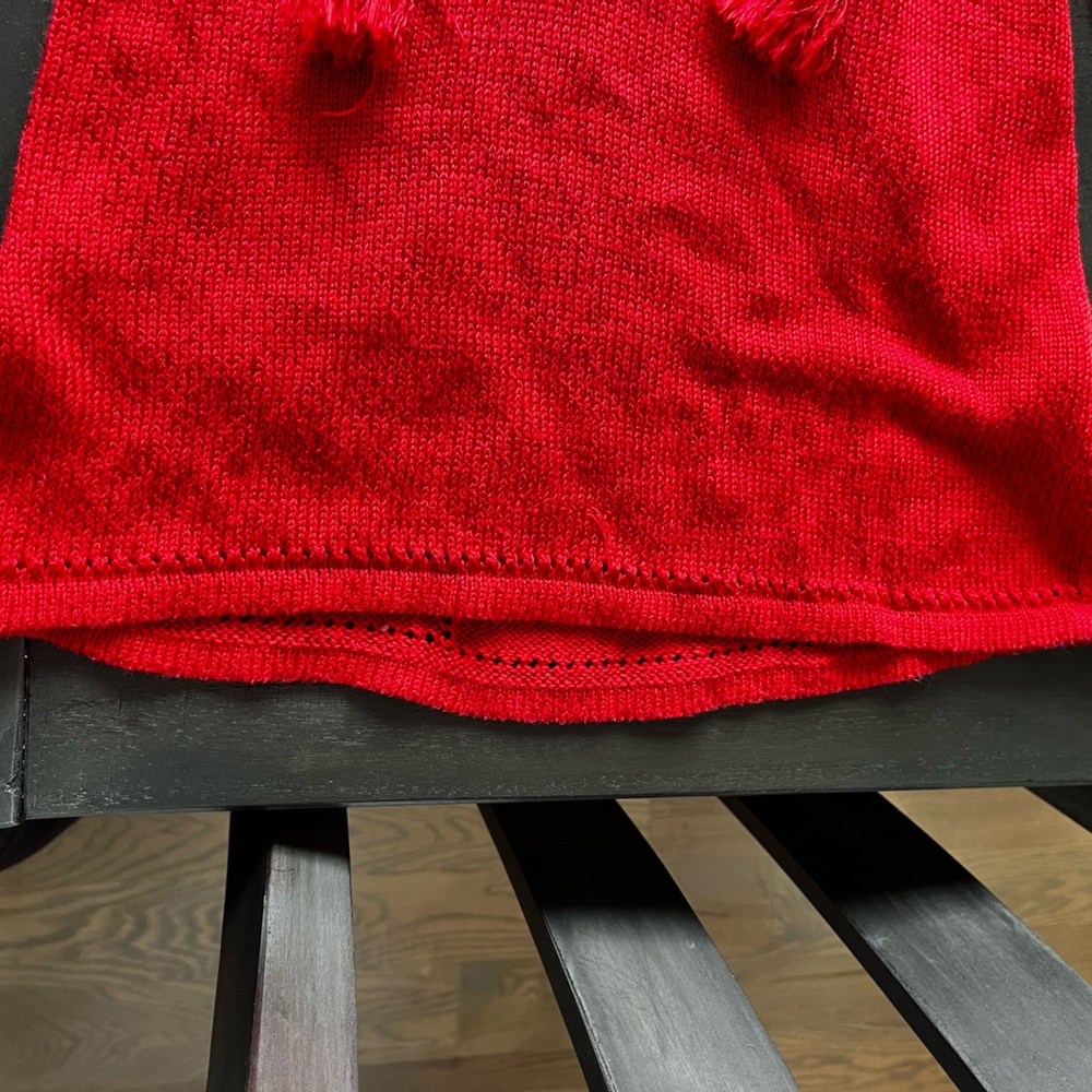 Lucky Brand Red Knit Boho Tassel Tank Top Embroidered Racerback Small Tribal - Picture 5 of 8